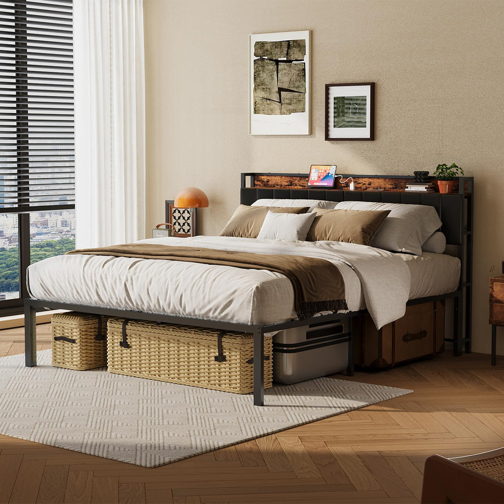 Queen Bed Frame with Upholstered Headboard C9194