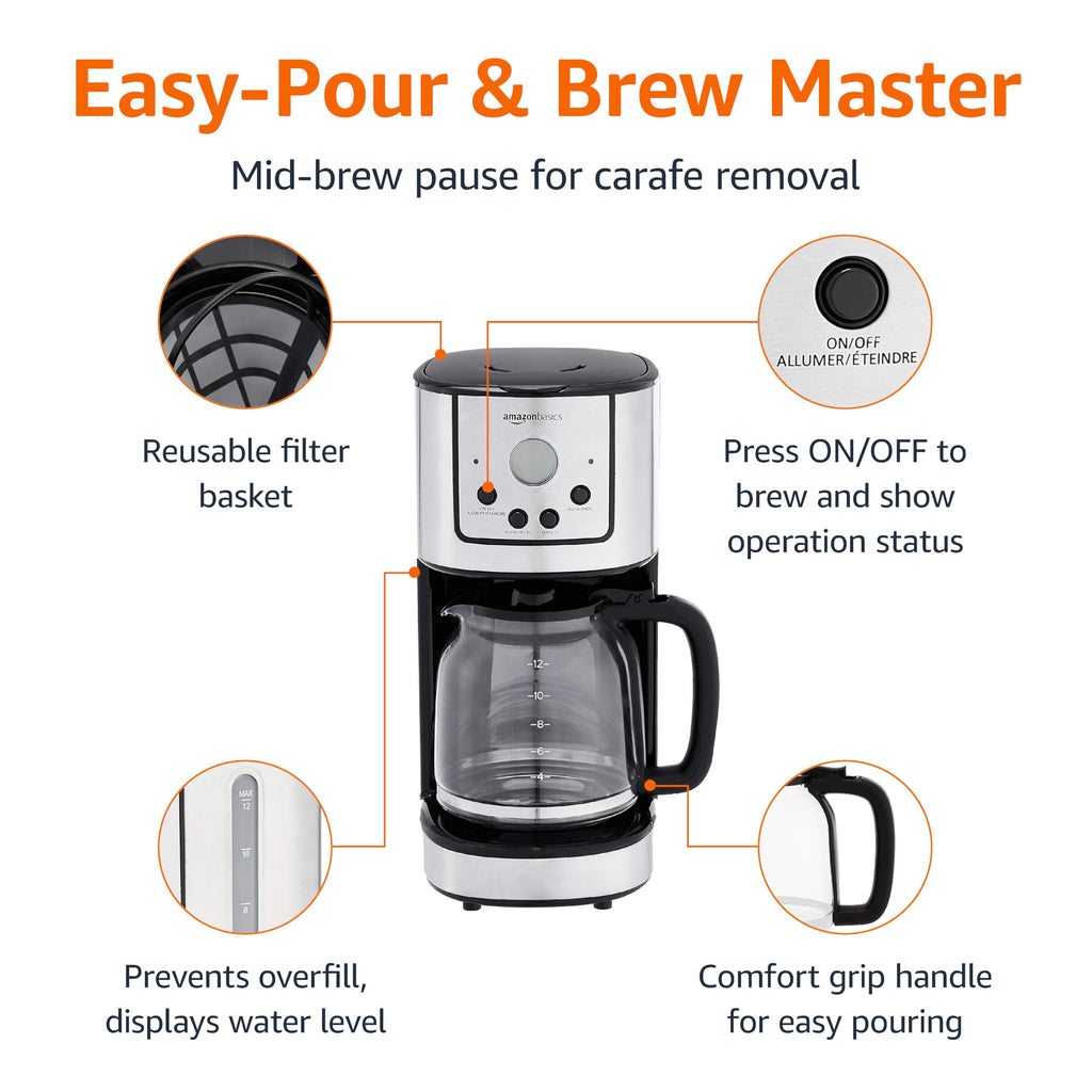 12 Cup Stainless Steel Programmable Coffeemaker S814453