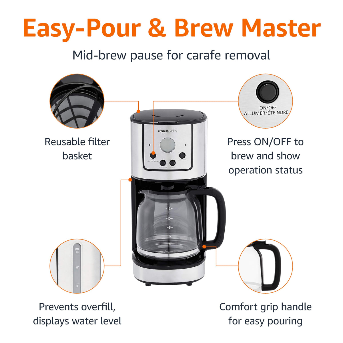 12 Cup Stainless Steel Programmable Coffeemaker S814453
