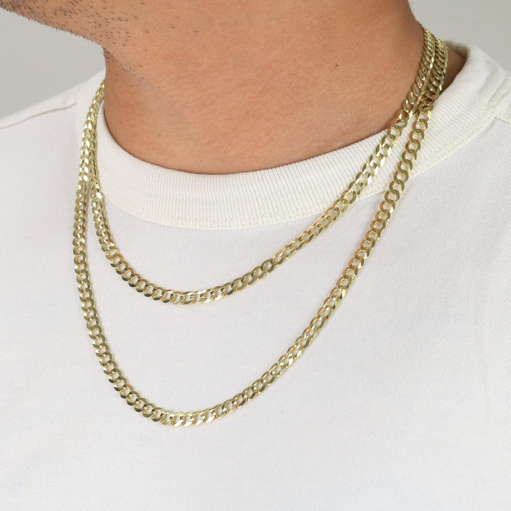10k Yellow Gold Cuban Curb Link Chain Necklace V14249