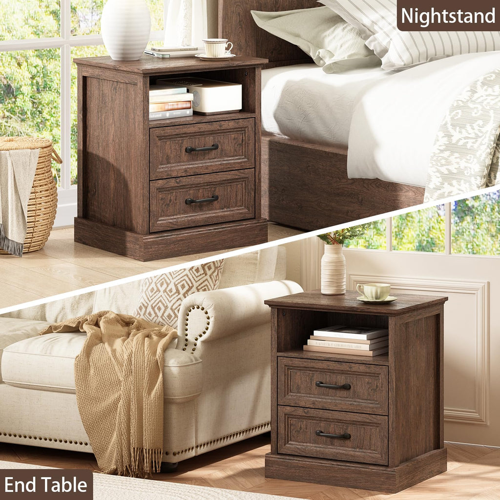 Brown 2 Drawer Nightstand Set of 2 V7422