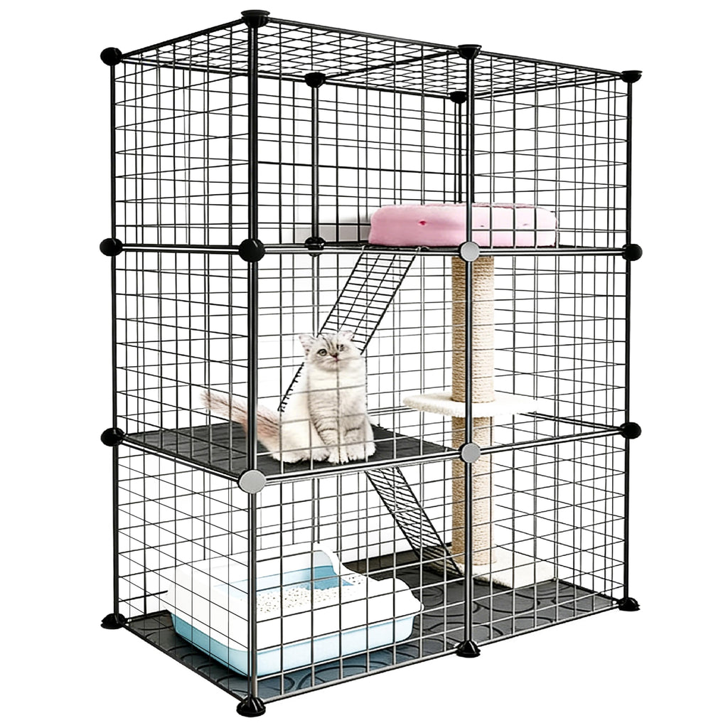 Foldable Black Wire Metal Cat Playpen X503