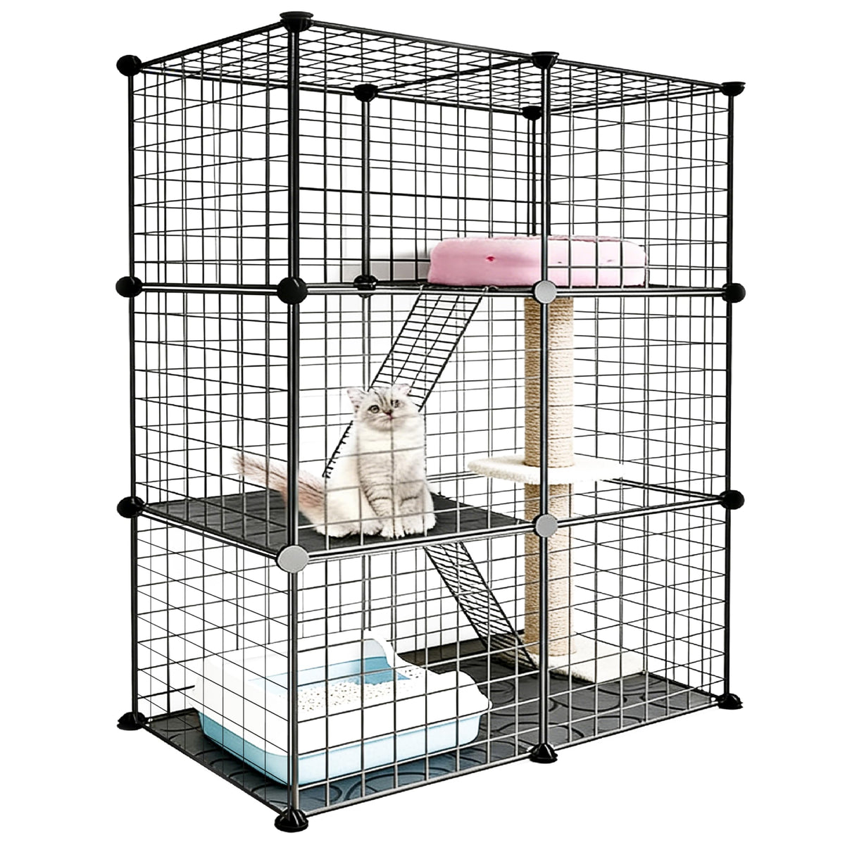 Foldable Black Wire Metal Cat Playpen X503