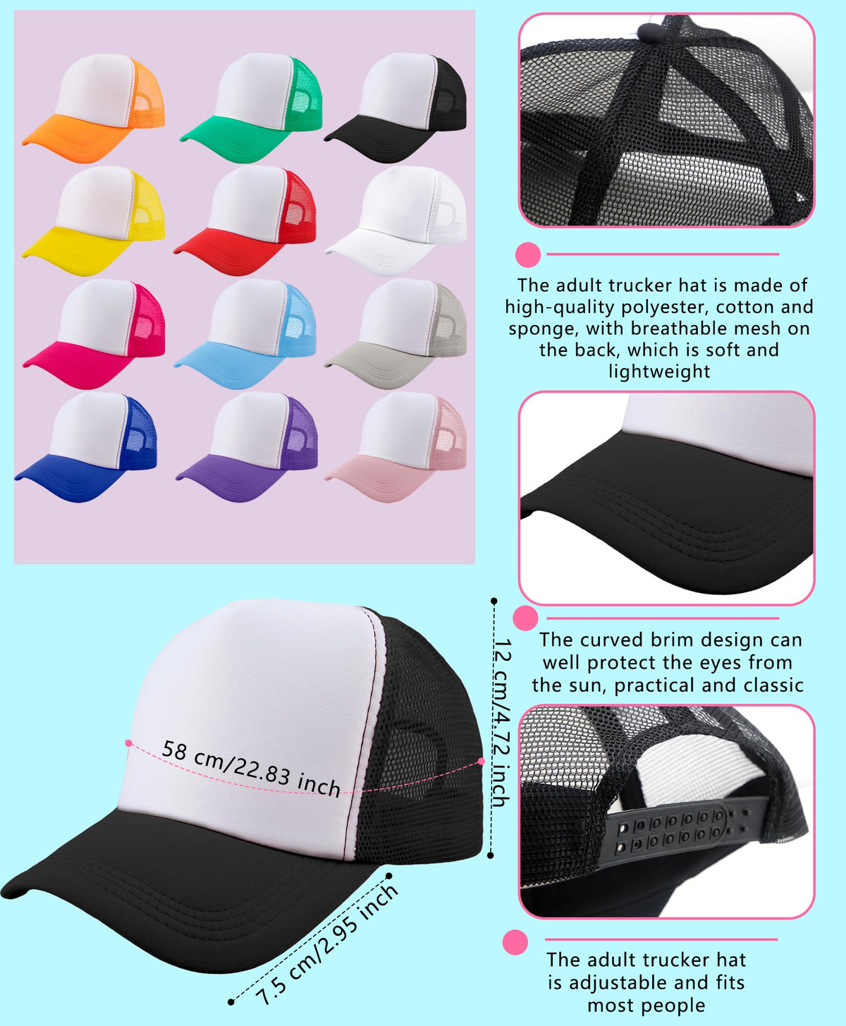 30 Pack Sublimation Trucker Caps Mesh Baseball Hat T47272