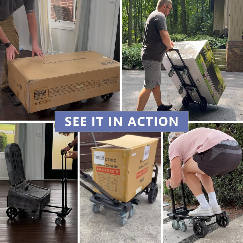 3-in-1 Convertible Dolly Cart 600LB Hand Truck with 6 Wheels N4010