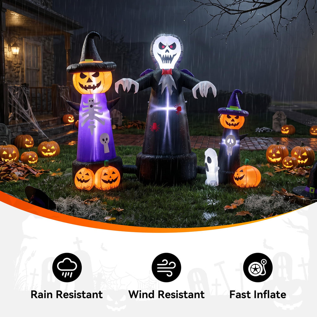 9FT Halloween Inflatable Grim Reaper with Built-in LED Light B275346