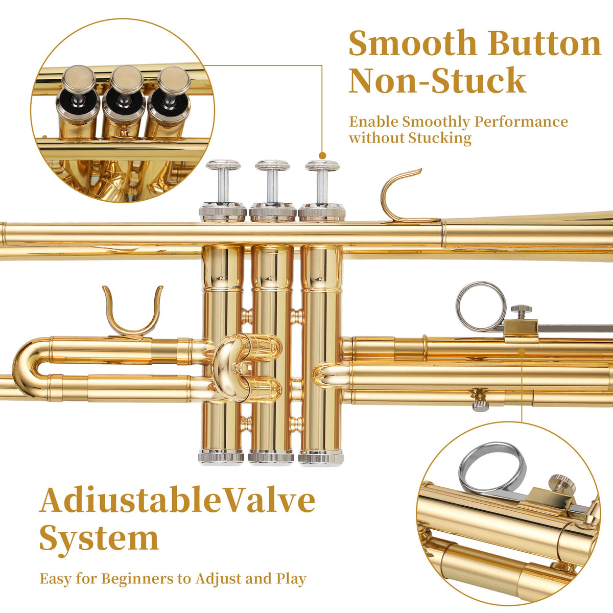 Gold Trumpet with Case, 7C Mouthpiece and Cleaning Kit L577
