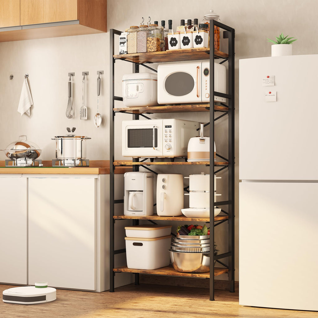 Folding 5 Tier Bookcase with X-Bracket Design V80457