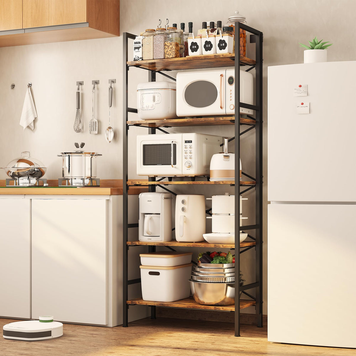 Folding 5 Tier Bookcase with X-Bracket Design V80457