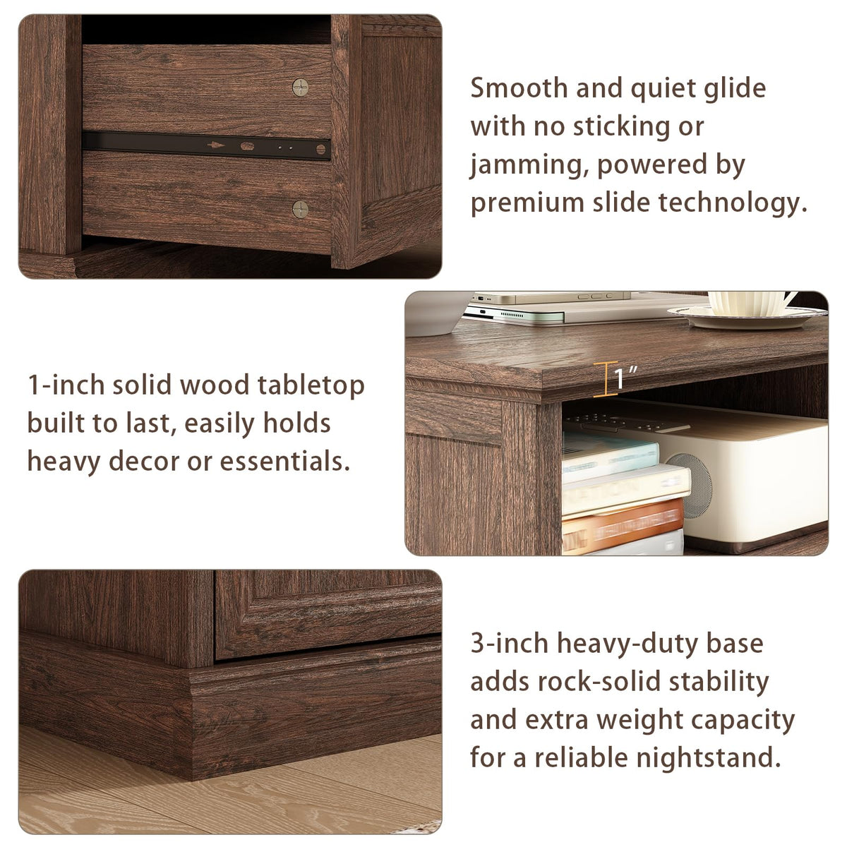 Brown 2 Drawer Nightstand Set of 2 V7422