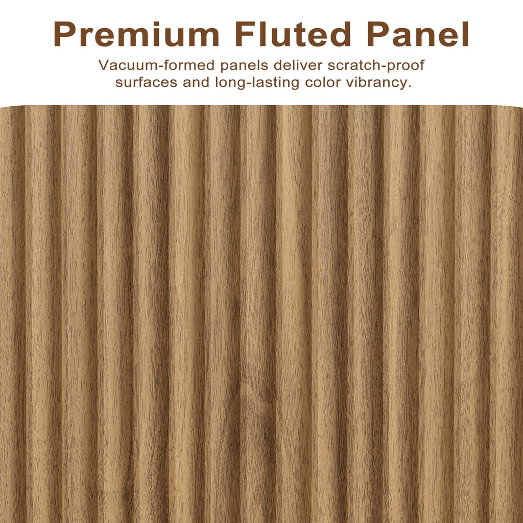Natural Oak Fluted Wooden Sideboard Cabinet with 4 Doors C799