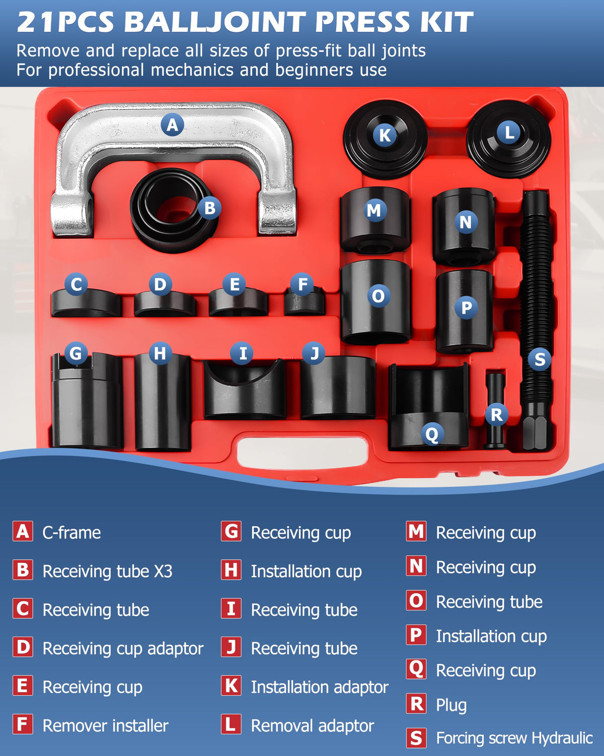 21 Pcs Ball Joint Press Service Kit P296