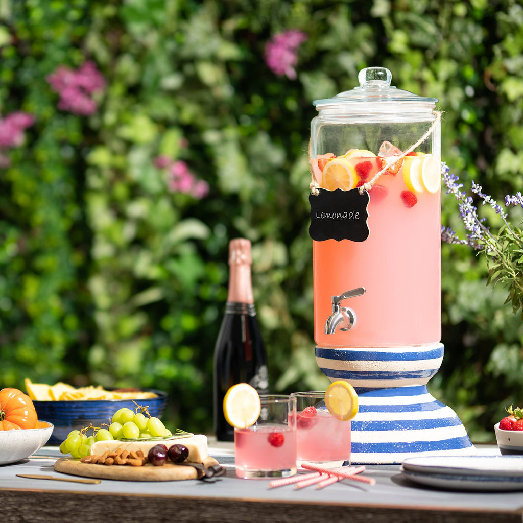 2 Gallon Glass Beverage Dispenser with Stainless Steel Spigot N318