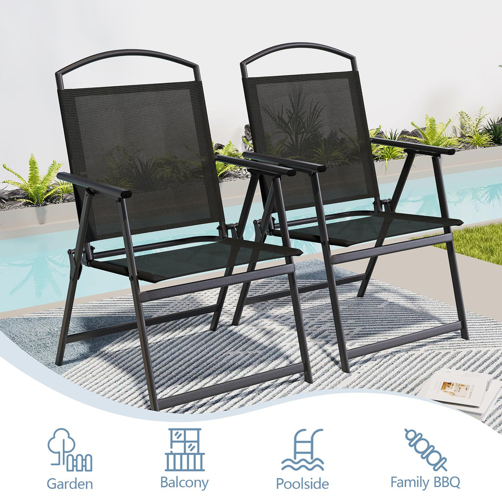 Folding Outdoor Chairs Set of 2 Black M6584