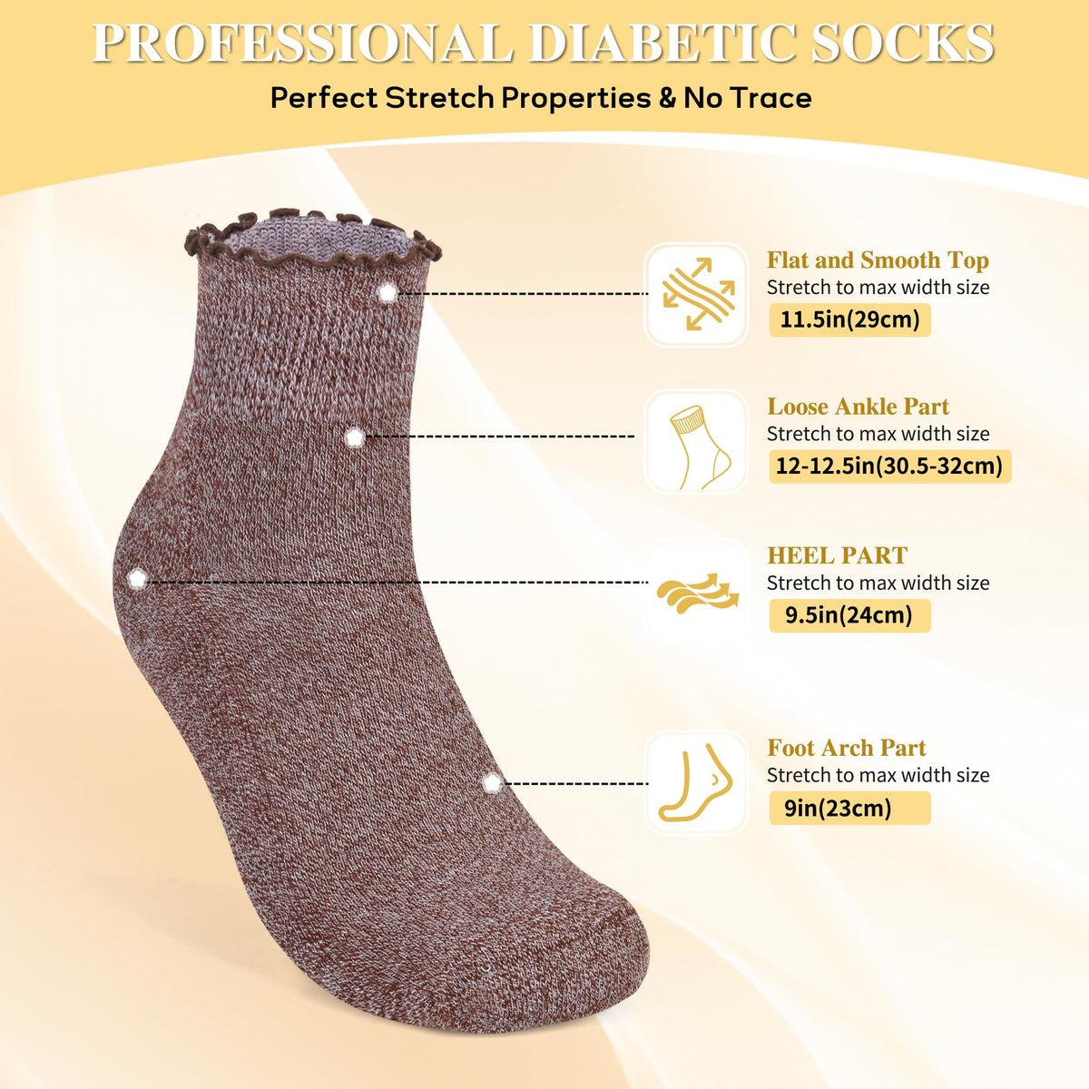 6 Pairs Non Binding Wide Seamless Diabetic Ankle Socks G57968