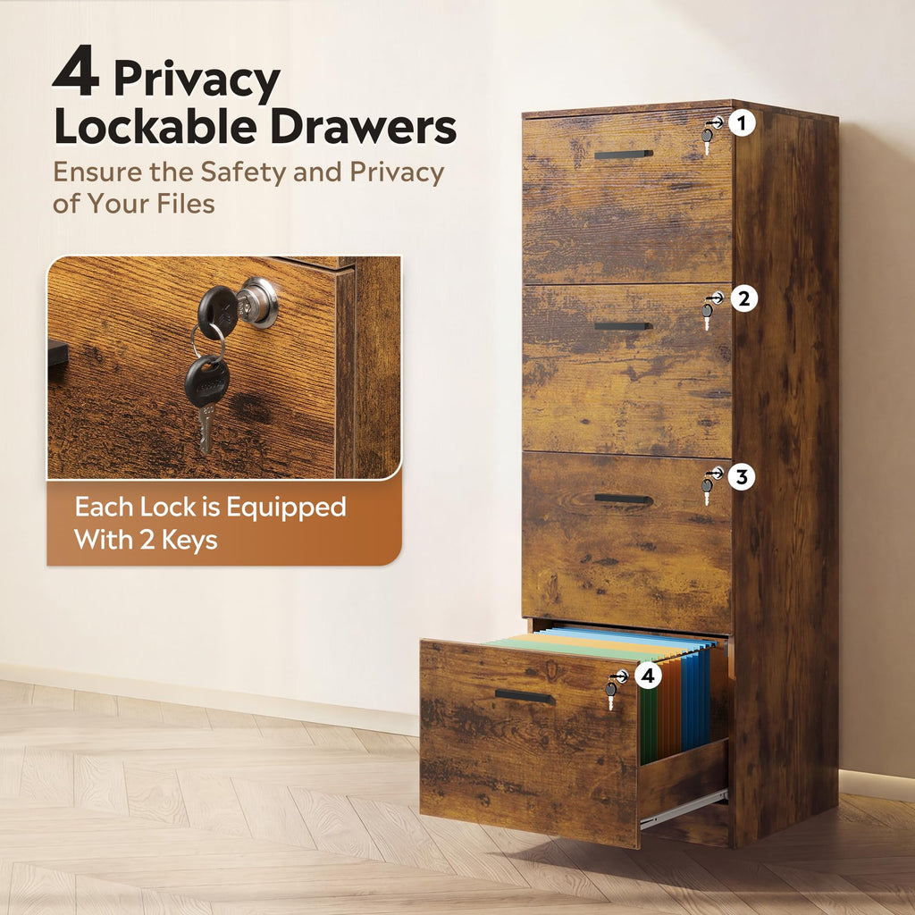 4 Drawer Wood File Cabinet L938
