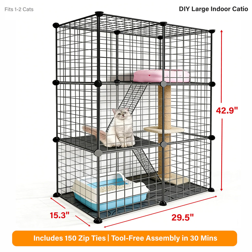 Foldable Black Wire Metal Cat Playpen X503