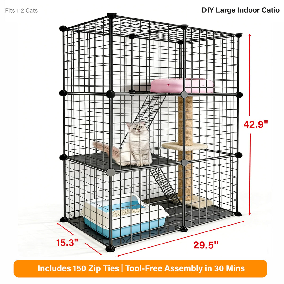 Foldable Black Wire Metal Cat Playpen X503