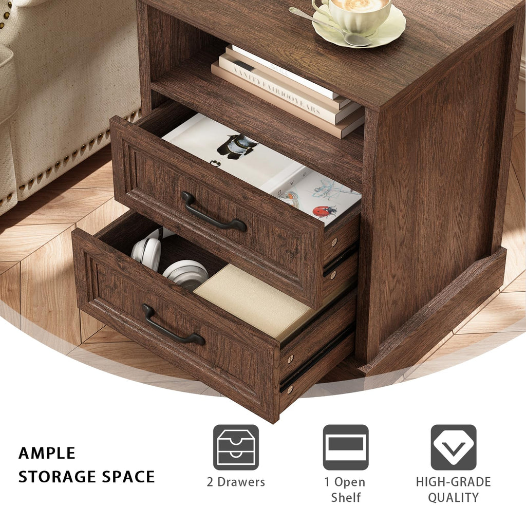 Brown 2 Drawer Nightstand Set of 2 V7422