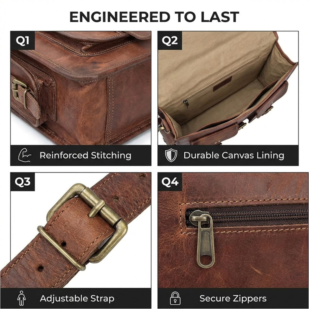 Vintage Brown Full Grain Leather Messenger Bag A17993
