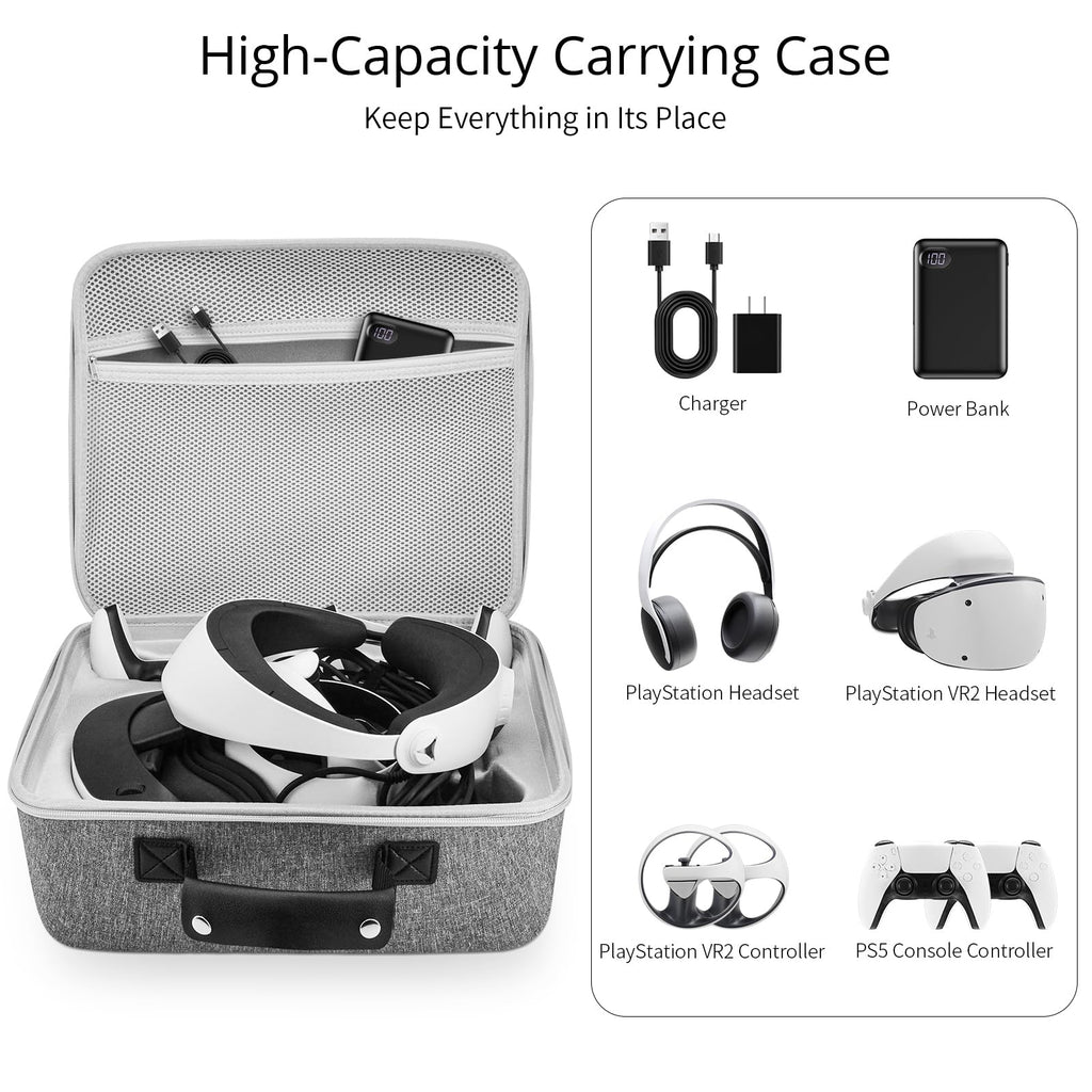 Grey Portable Hard Case for Gaming Headset and Touch Controllers K19927