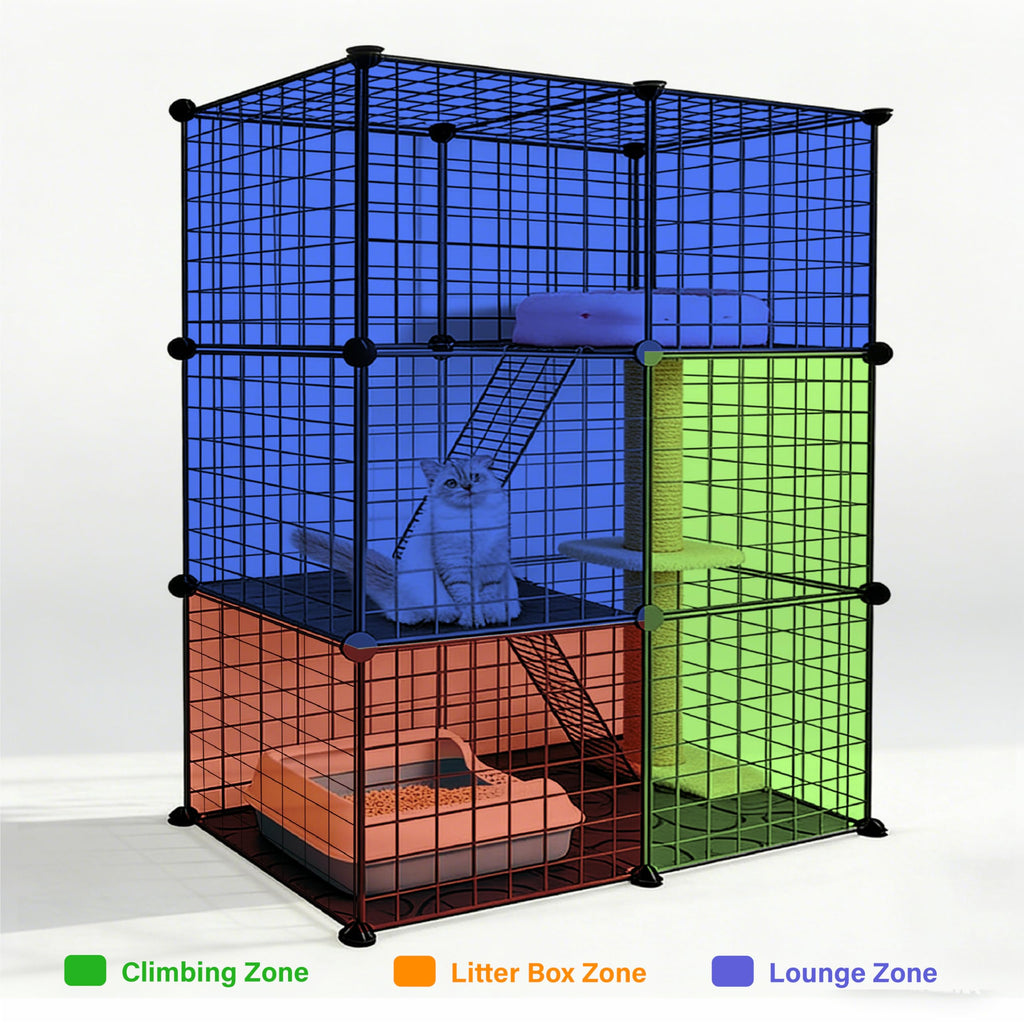 Foldable Black Wire Metal Cat Playpen X503