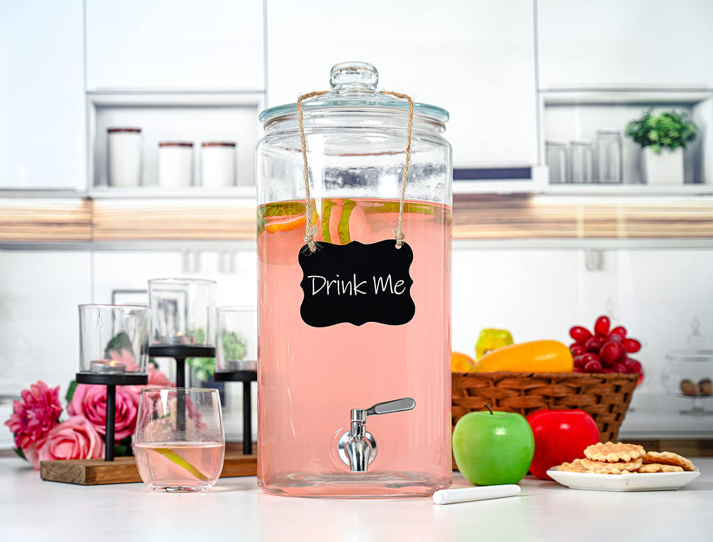 2 Gallon Glass Beverage Dispenser with Stainless Steel Spigot N318