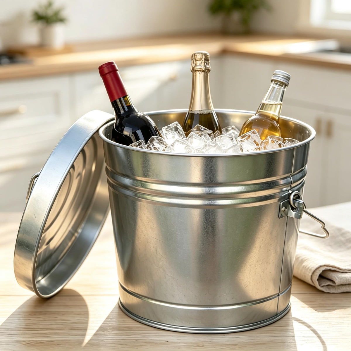 6 Gal Galvanized Steel Storage Can with Locking Lid K672124