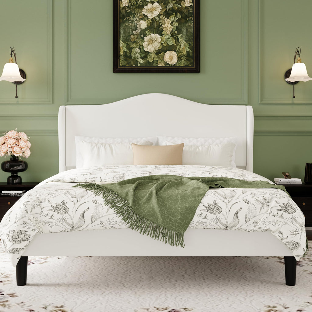 Queen Size Bed Frame with Wingback Headboard L120434