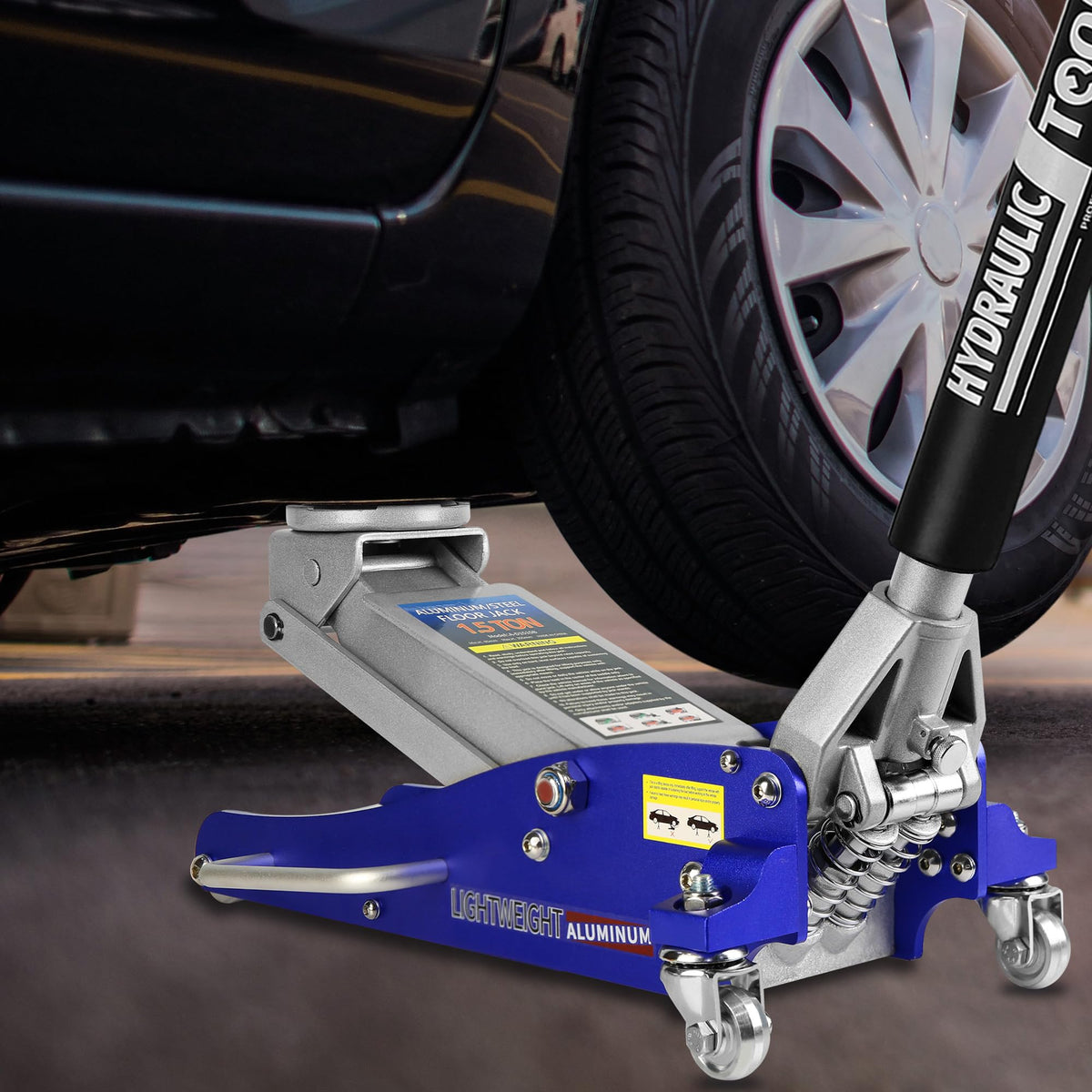 Heavy Duty Hydraulic Low Profile Aluminum Steel Floor Jack 1.5 Ton Blue A977784