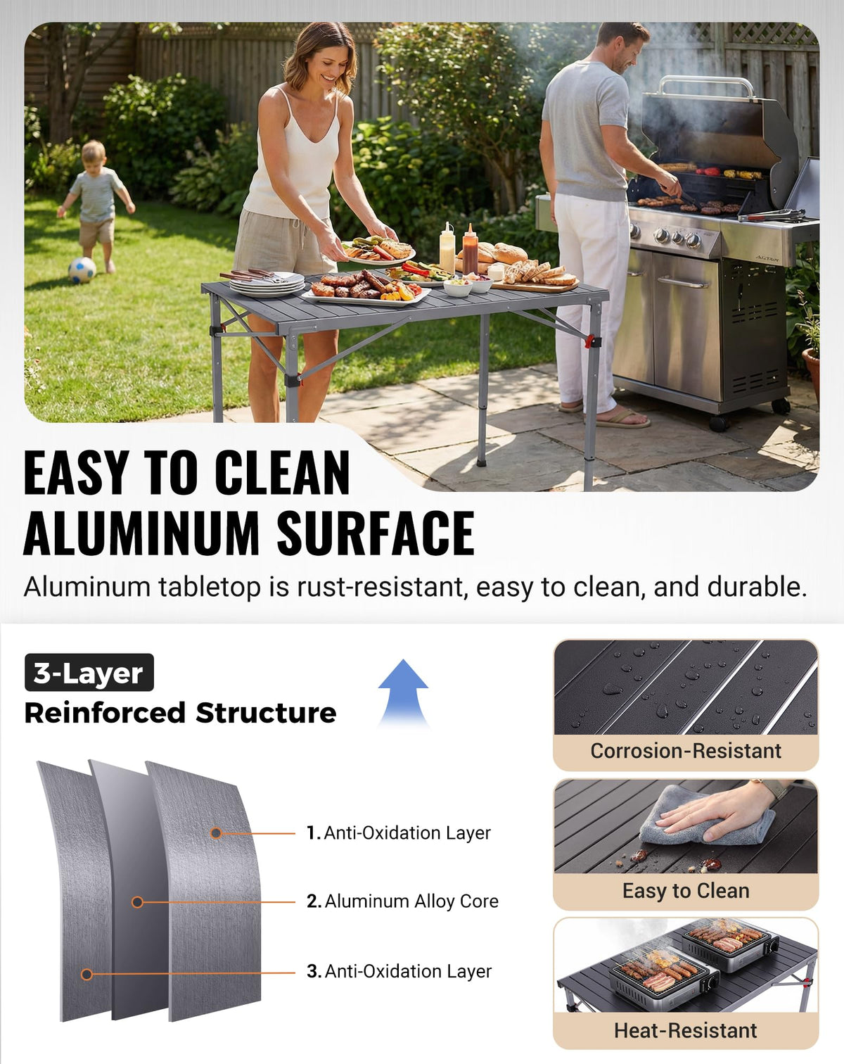 Adjustable Aluminum Camping Table E73548