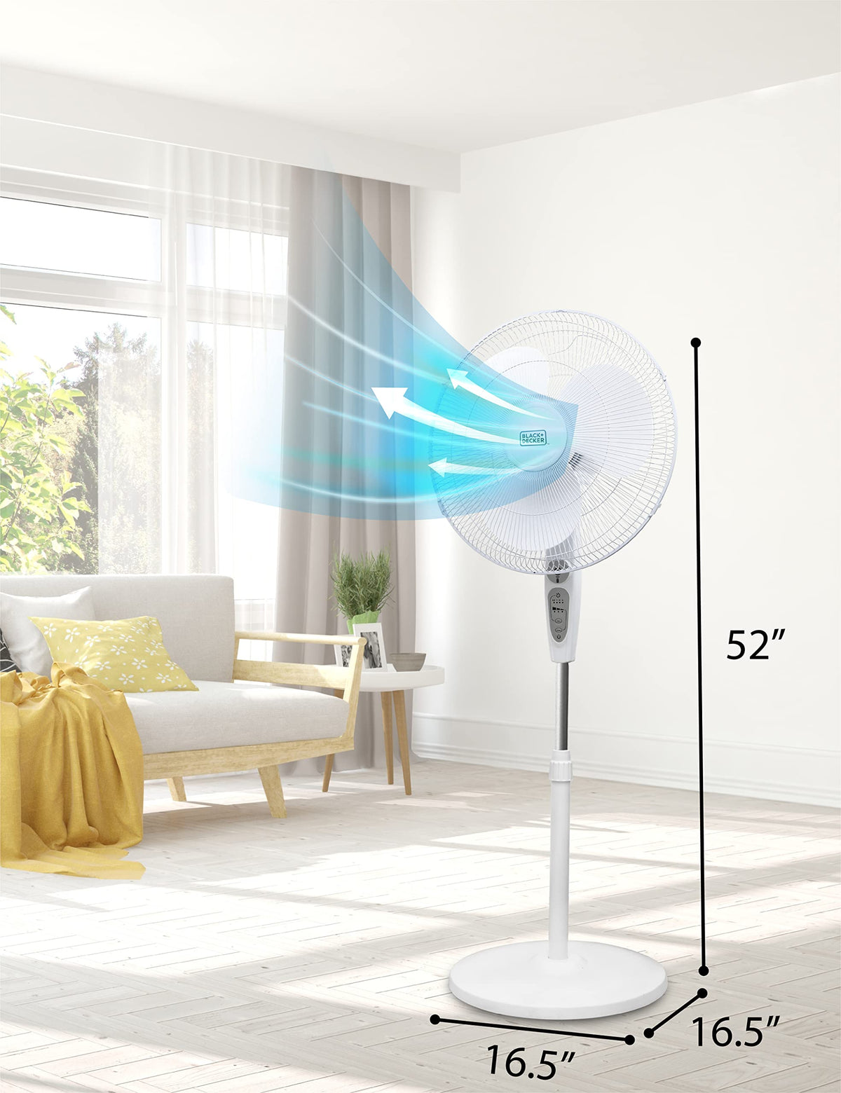 18-Inch Stand Fan with Remote and 3-Speed Settings, White O70147