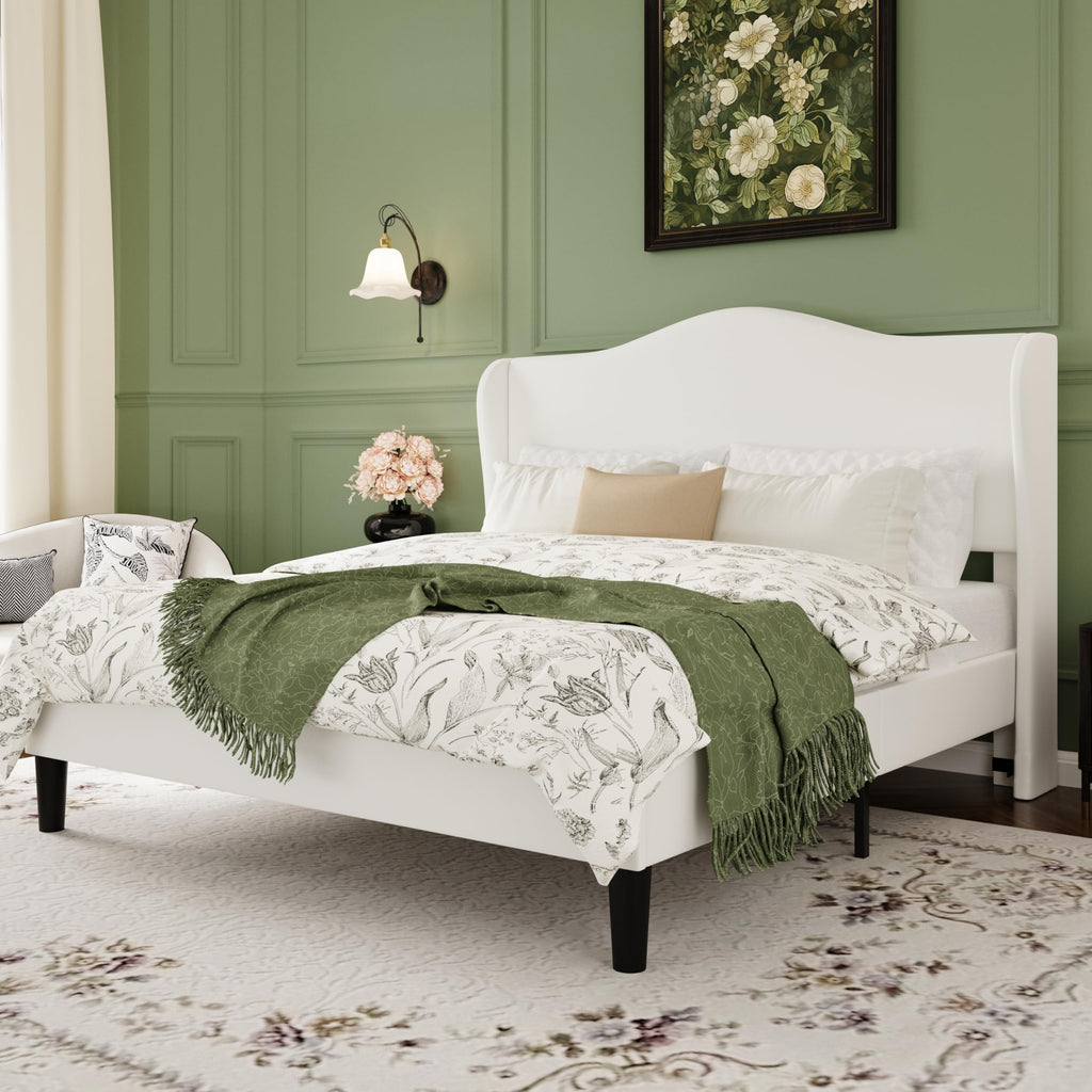 Queen Size Bed Frame with Wingback Headboard L120434