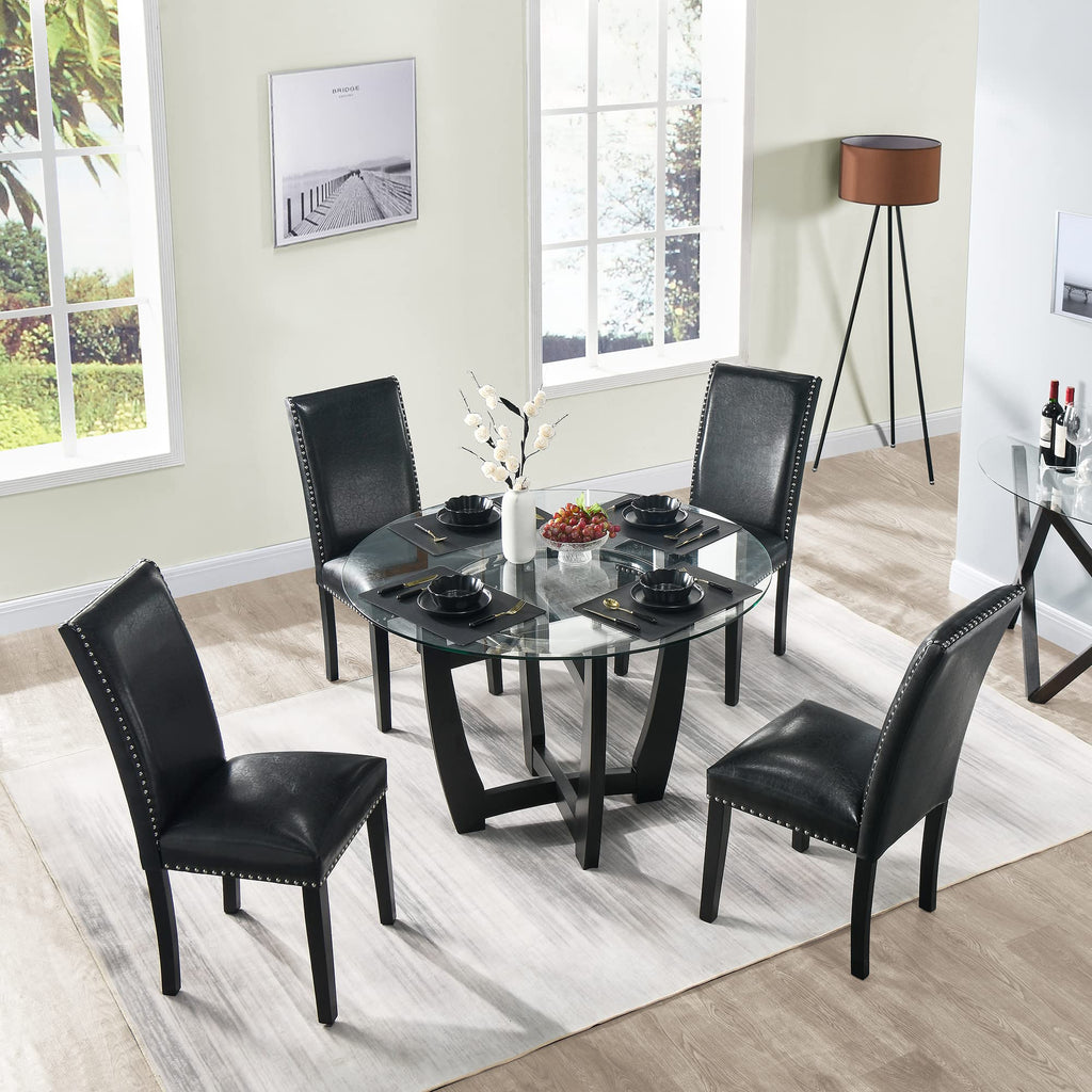 Black PU Dining Chairs Set of 2 T894092