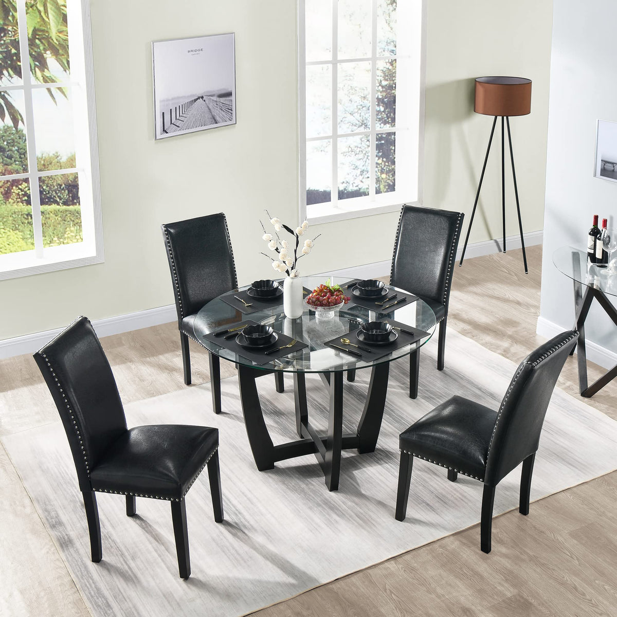 Black PU Dining Chairs Set of 2 T894092