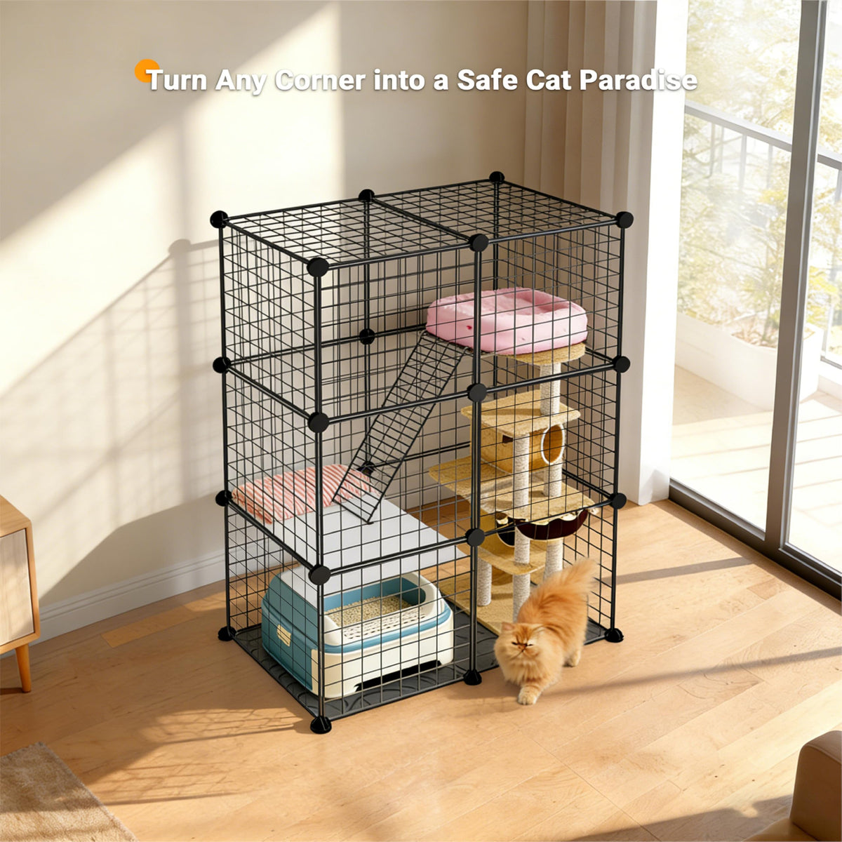 Foldable Black Wire Metal Cat Playpen X503