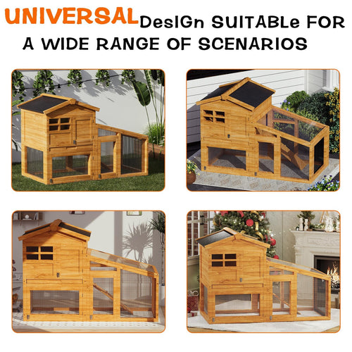 2-Story Wooden Rabbit Hutch with Run W897