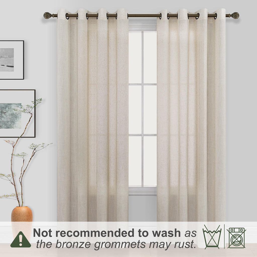 Beige Linen Curtains 2 Panels 84 Inches Long J1315