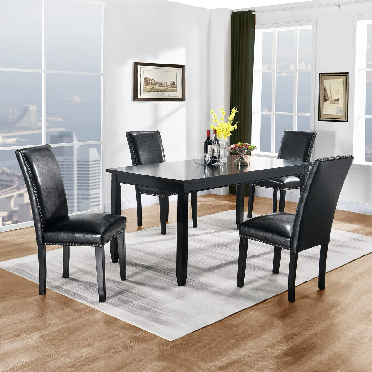 Black PU Dining Chairs Set of 2 T894092