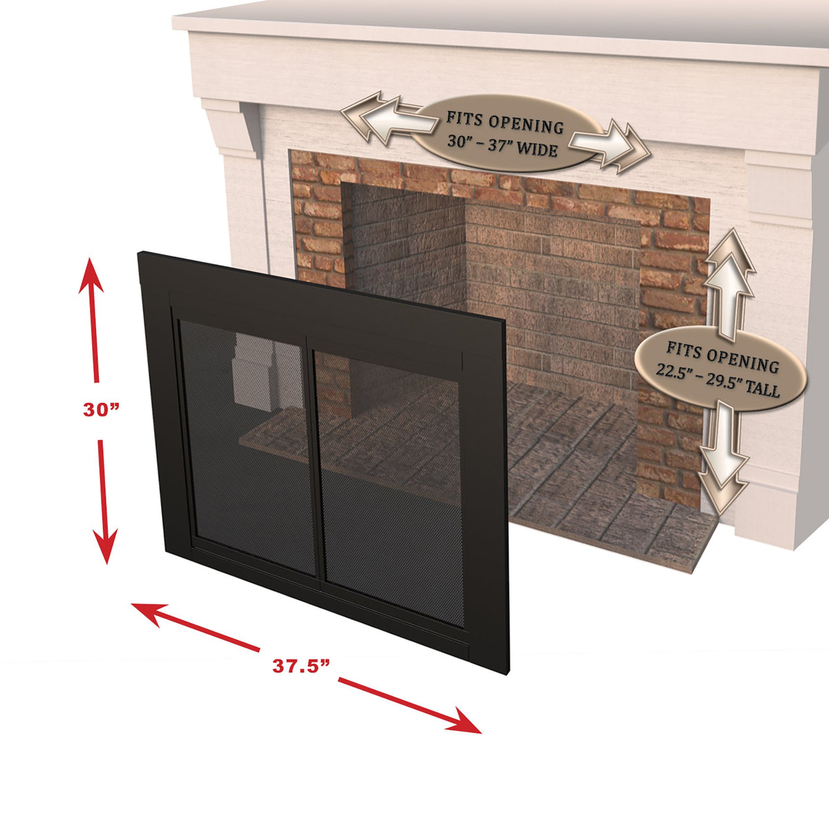 Black Small Fireplace Glass Door F20352