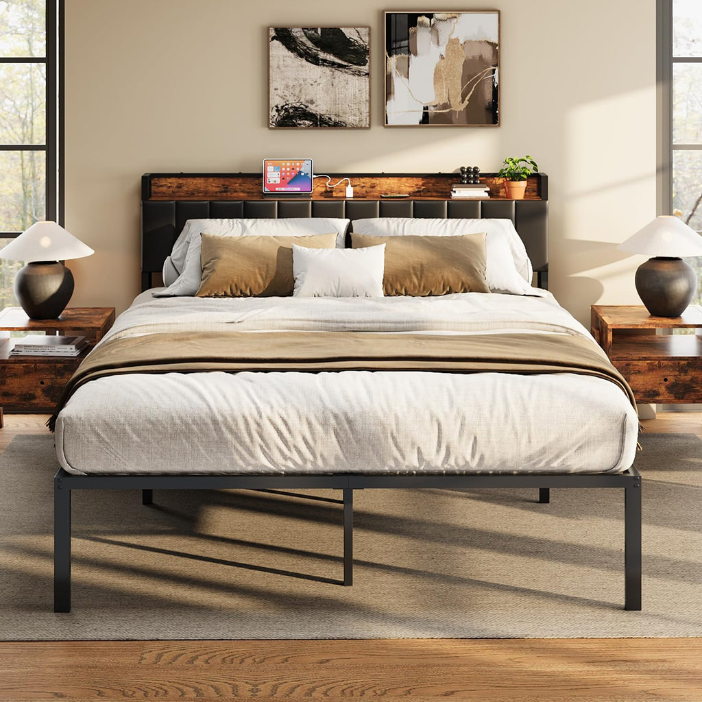 Queen Bed Frame with Upholstered Headboard C9194