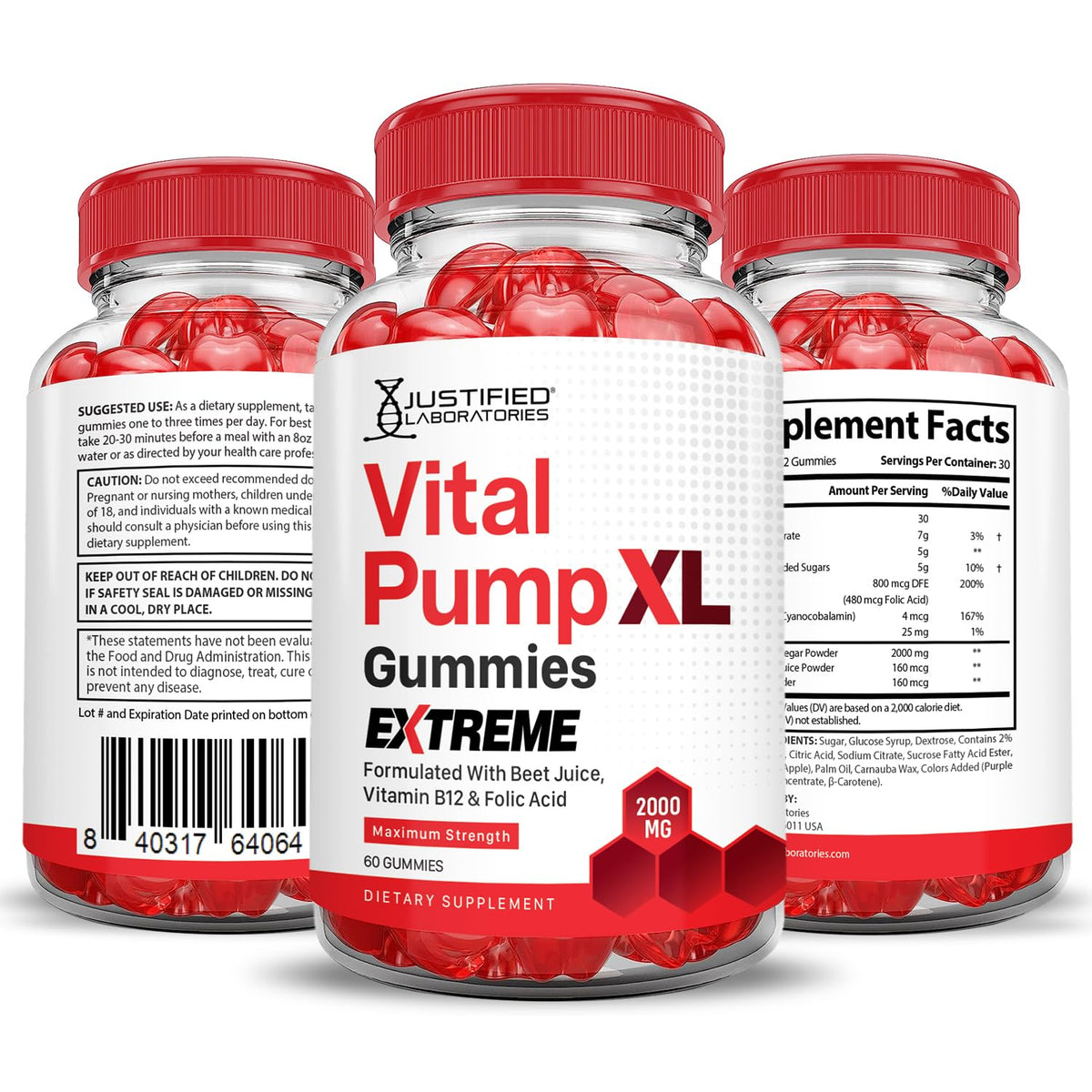 2000MG Beet Juice ACV Pomegranate B12 Vegan Non GMO Gummies D34211