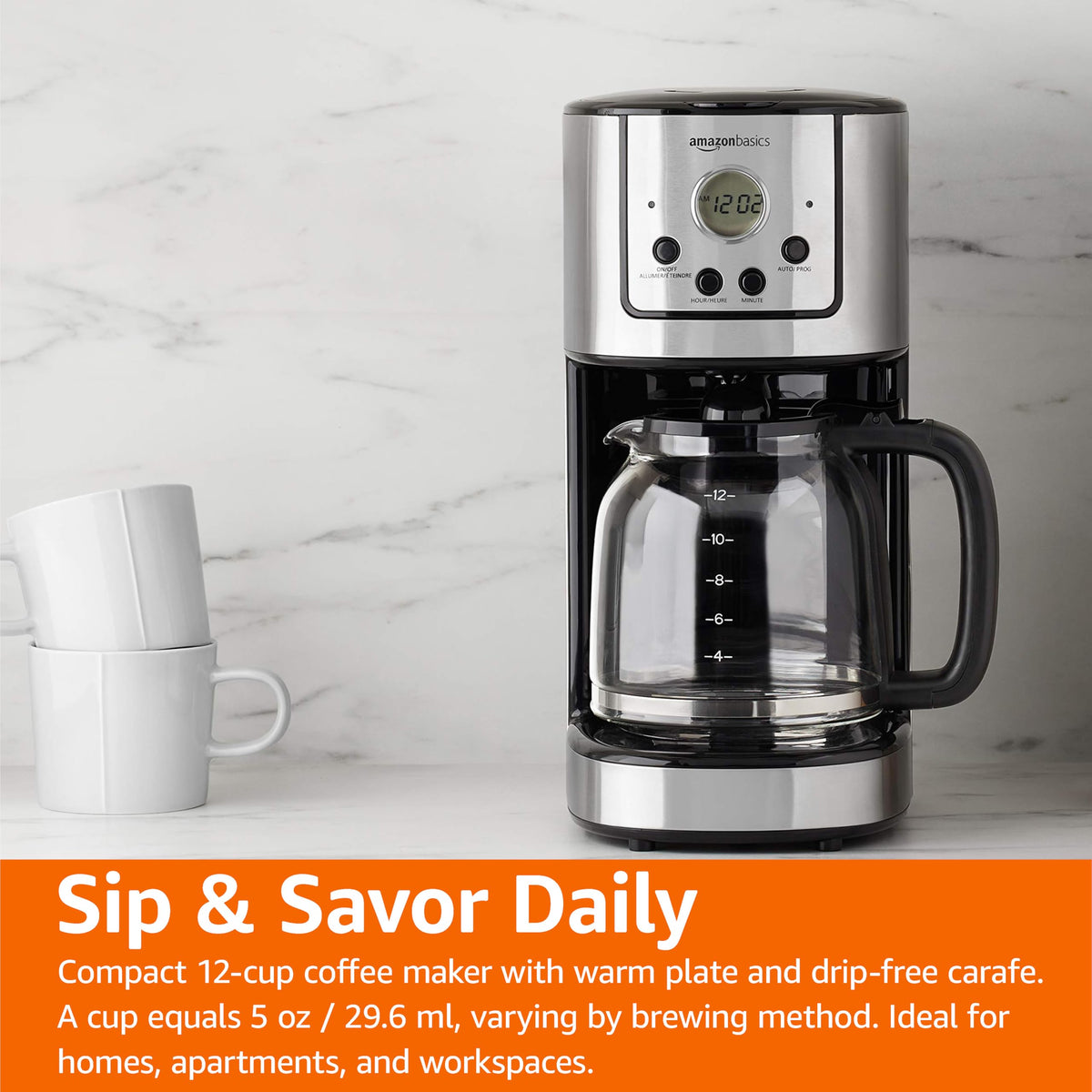 12 Cup Stainless Steel Programmable Coffeemaker S814453