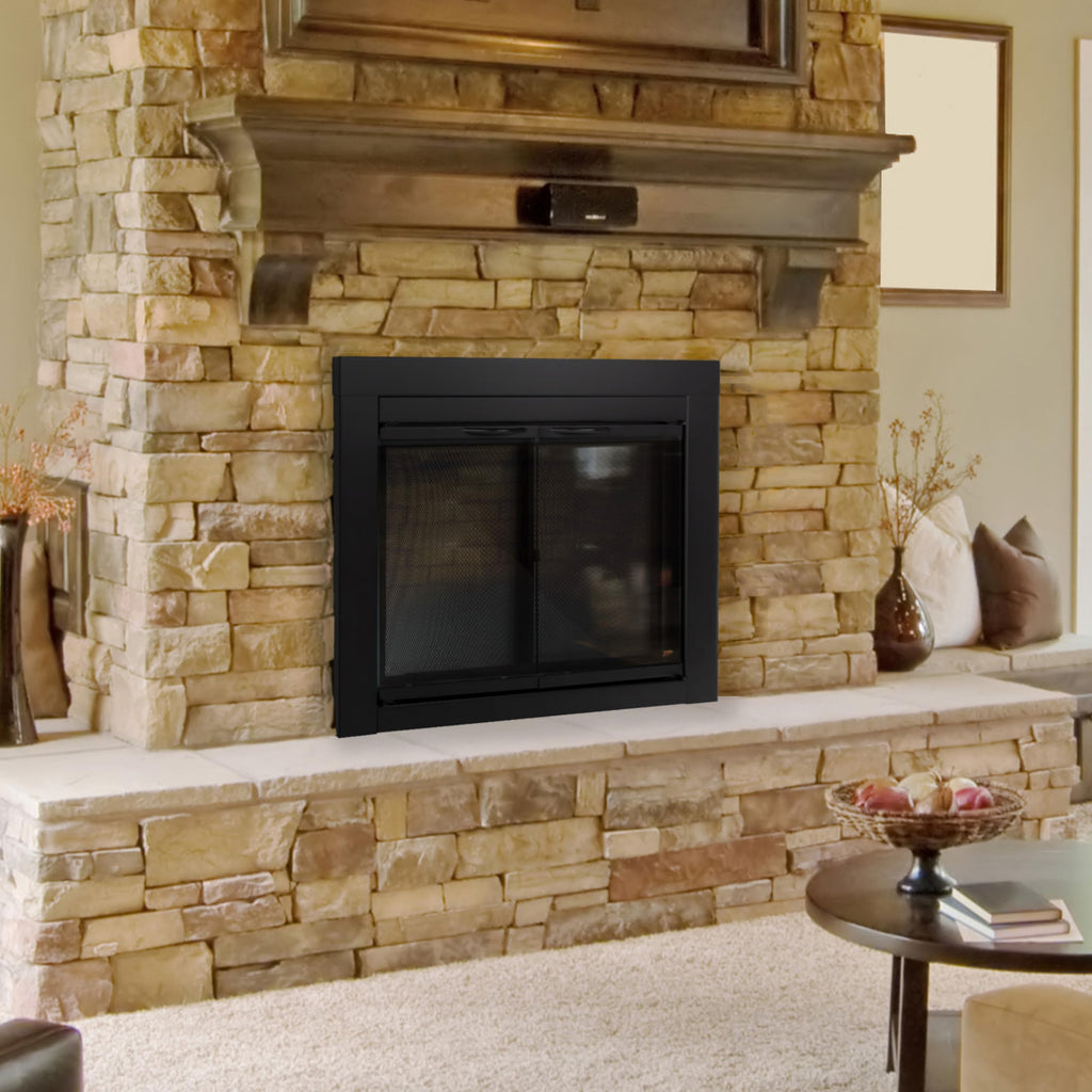 Black Small Fireplace Glass Door F20352