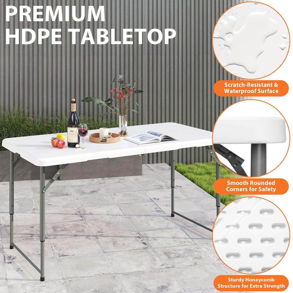 4 Foot Portable Heavy Duty Plastic Folding Table G3212