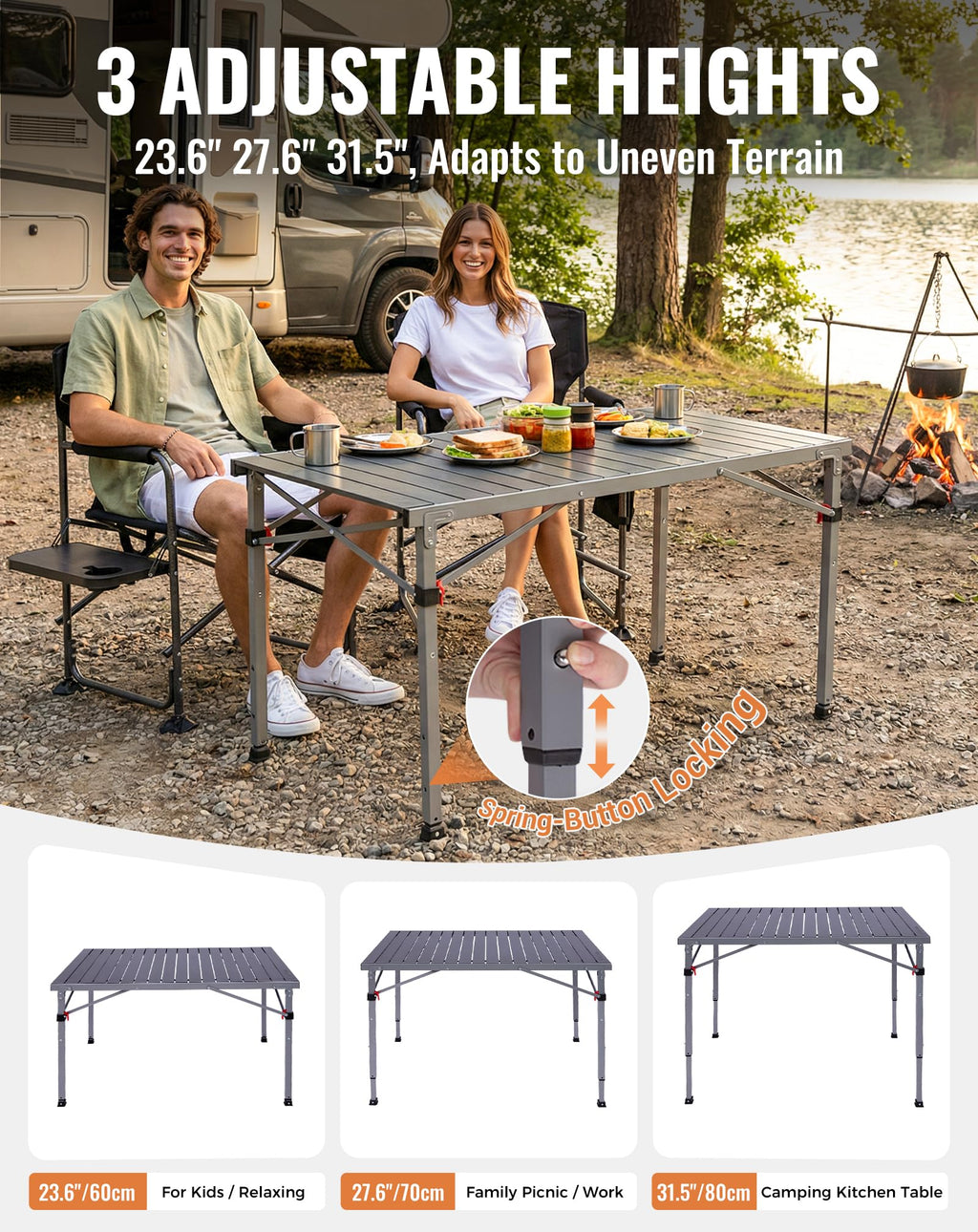 Adjustable Aluminum Camping Table E73548
