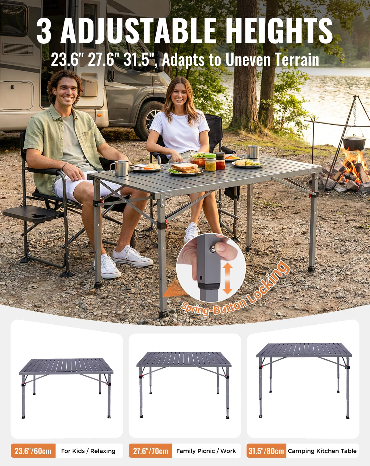 Adjustable Aluminum Camping Table E73548