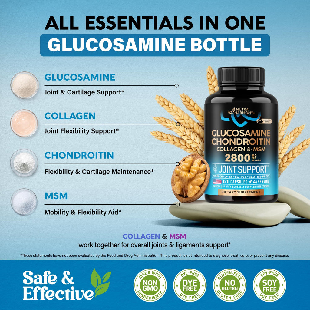 Glucosamine Chondroitin MSM Collagen 2800 mg 120 Caps U872