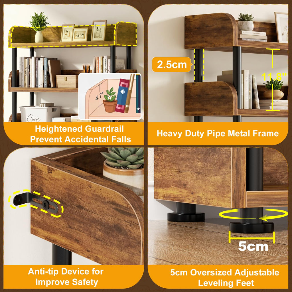 6-Tier Tall Open Bookshelf with Metal Frame V140673