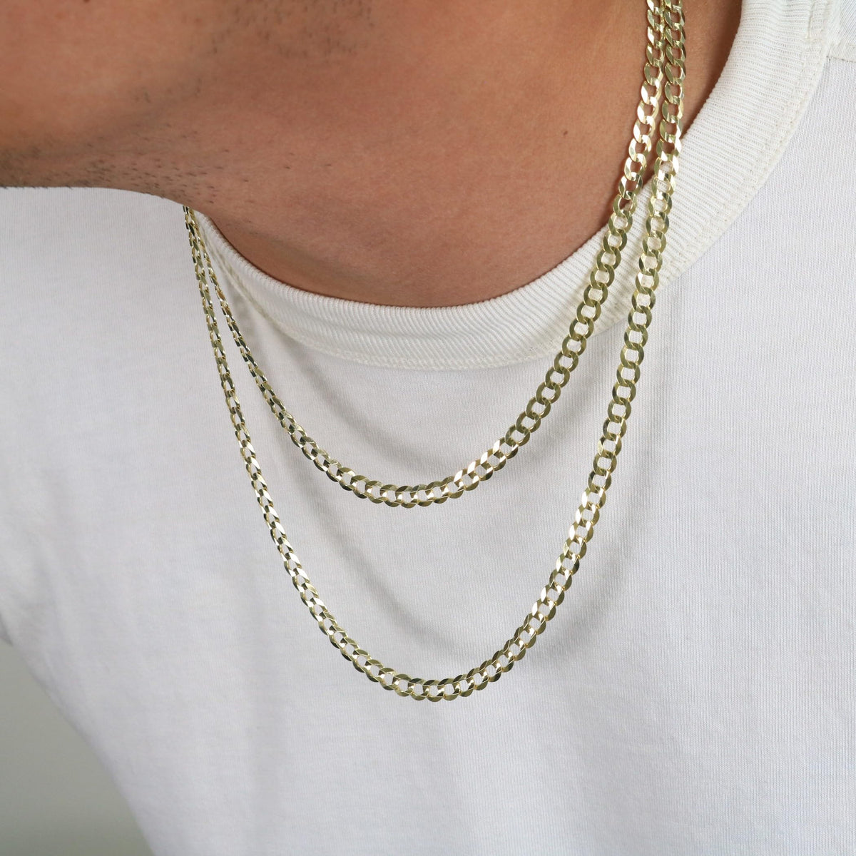 10k Yellow Gold Cuban Curb Link Chain Necklace V14249